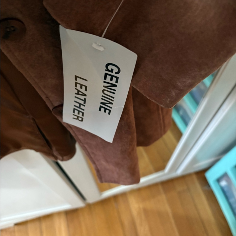 Metro Style Brown Vintage Suede Leather coat S14 - Picture 4 of 4